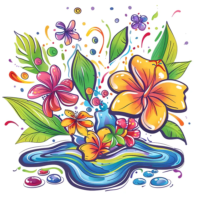 Colorful Flowers in Water