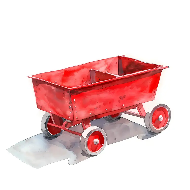 Watercolor Red Toy Wagon