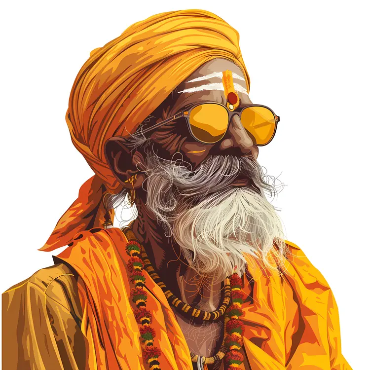 Elderly Man in Traditional Attire with Sunglasses
