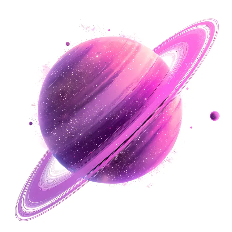 Purple Planet with Rings in Space