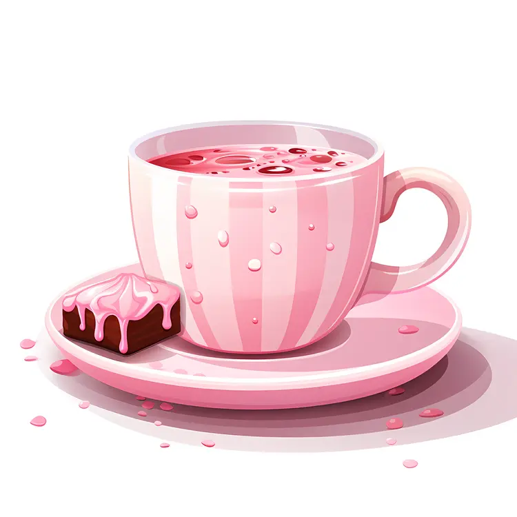 Pink Cup with Chocolate on Saucer
