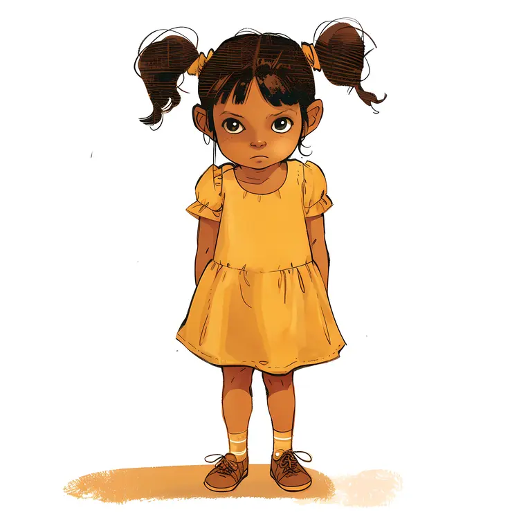 Cute Girl in Yellow Dress Illustration