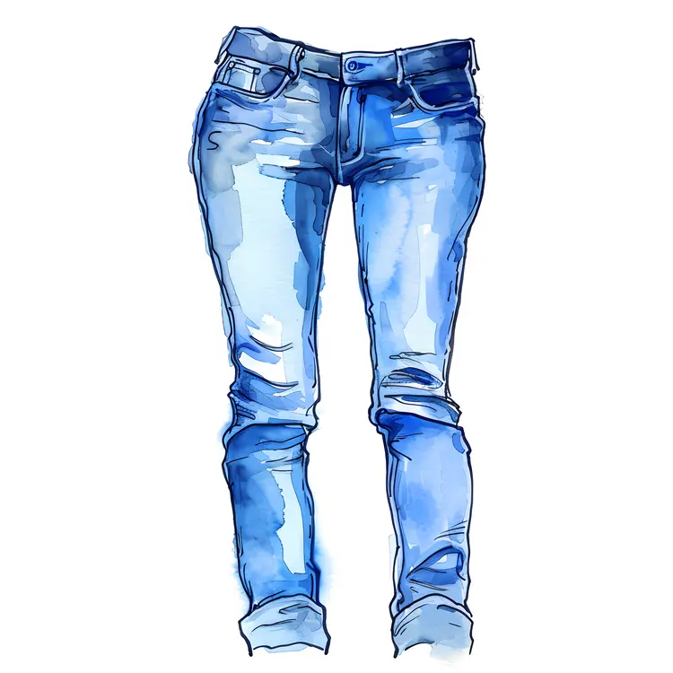 Blue Jeans Watercolor Illustration