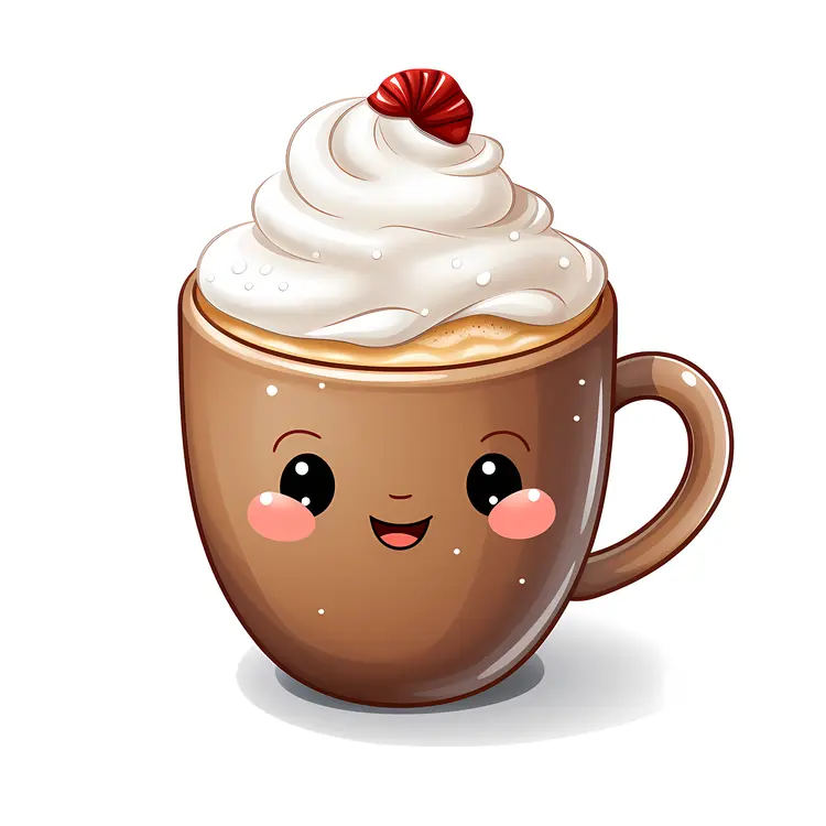 Cute Coffee Cup with Whipped Cream and Cherry