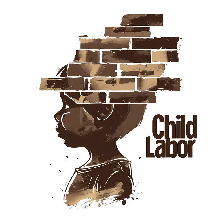Child Labor Silhouette with Brick Wall