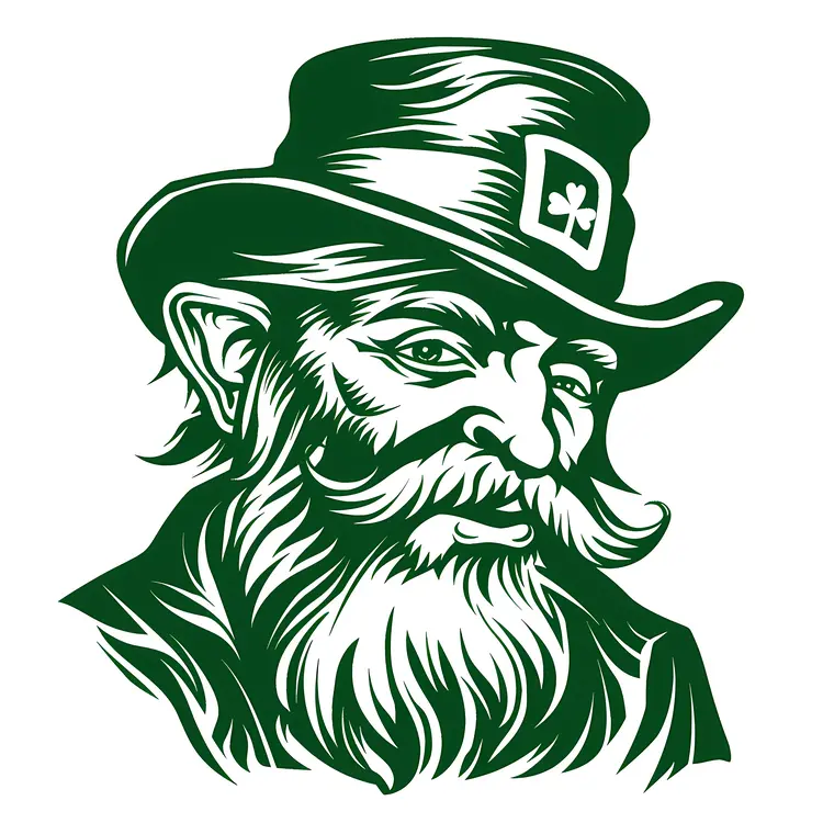 Bearded Old Man in Green Hat with Shamrock