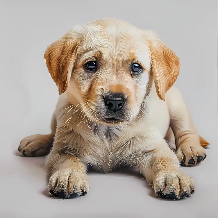 Golden Puppy on White Background