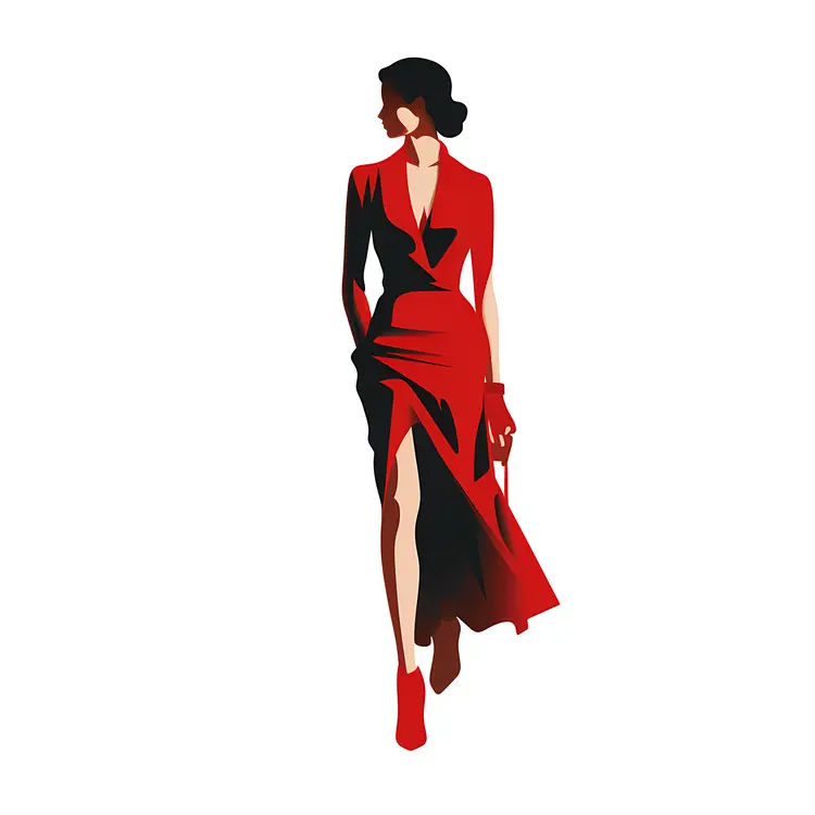 Elegant Woman in Red Dress