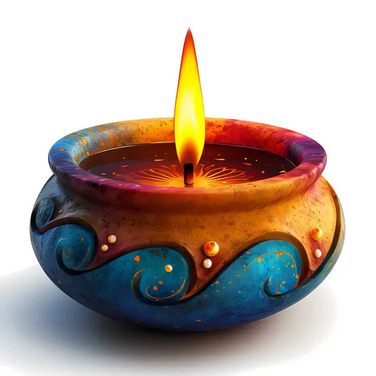 Colorful Decorative Candle with Flame