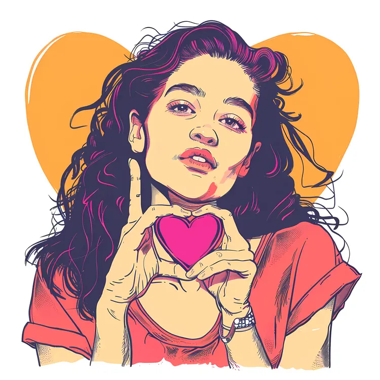 Girl with Pink Heart Symbol