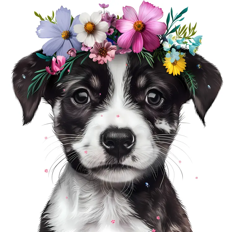 Puppy with Floral Crown