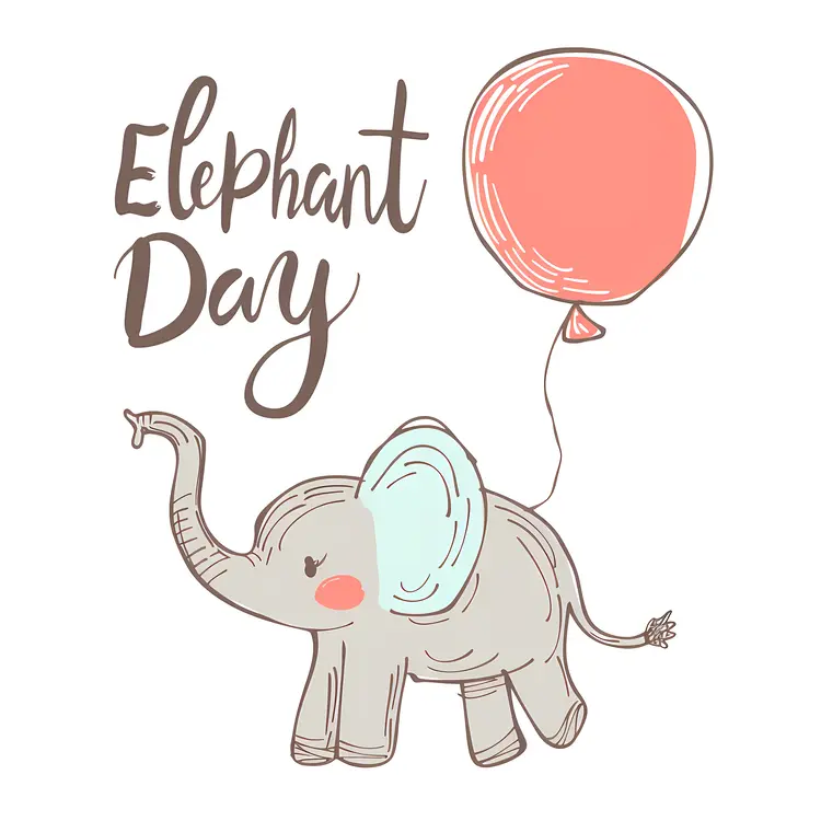 Cute Elephant with Balloon