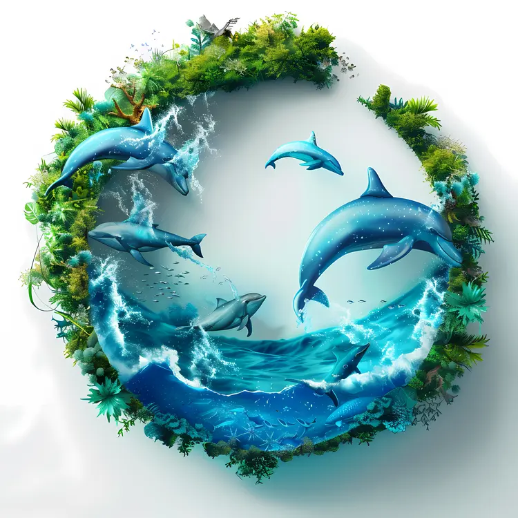 Dolphins in Ocean Scene