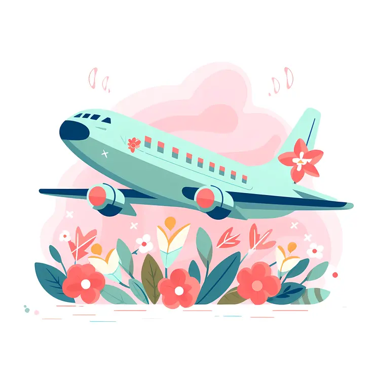 Airplane Flying Over a Field of Flowers