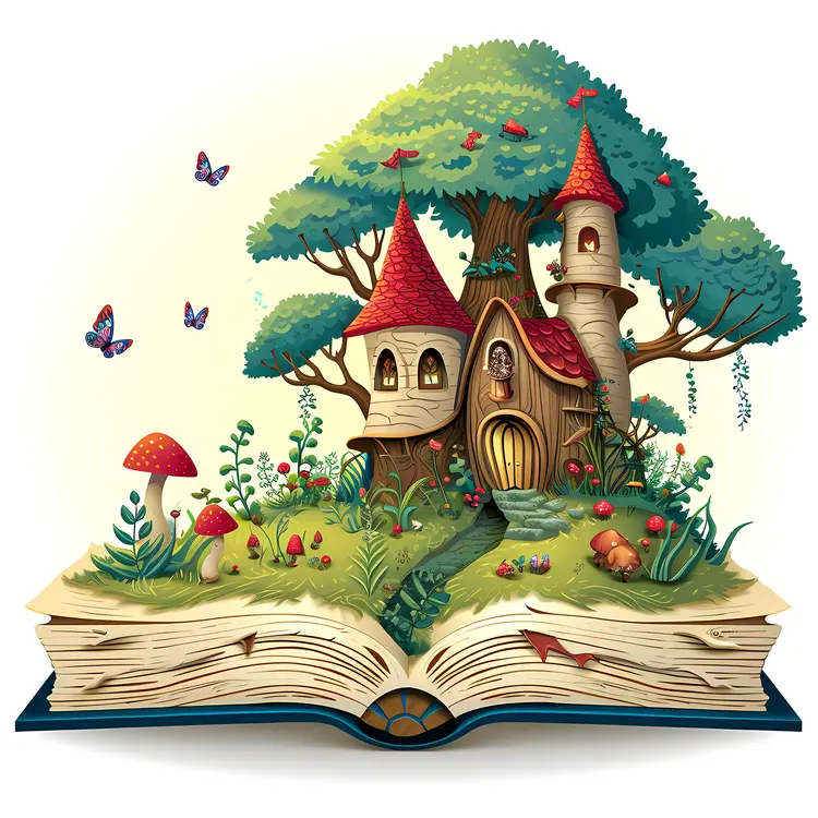 Charming Fairy House on a Book