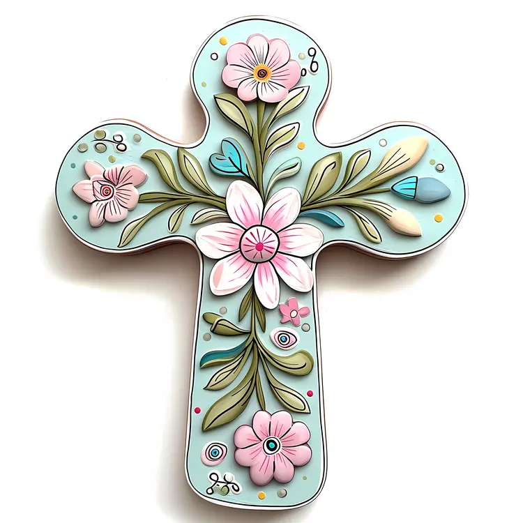 Decorated Cross with Floral Patterns