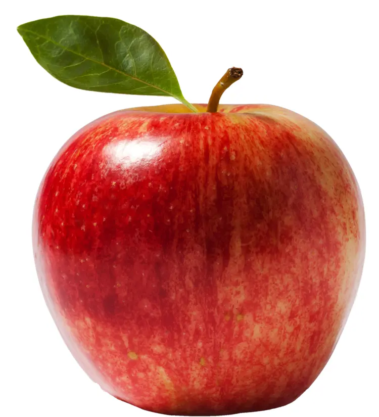Red Apple with Leaf