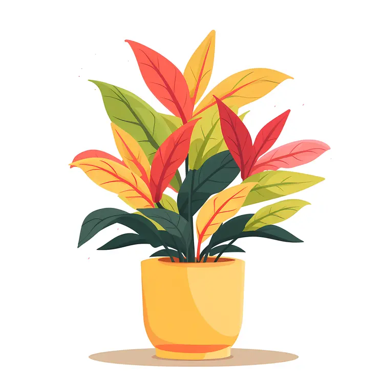 Green and Red Potted Plant Illustration