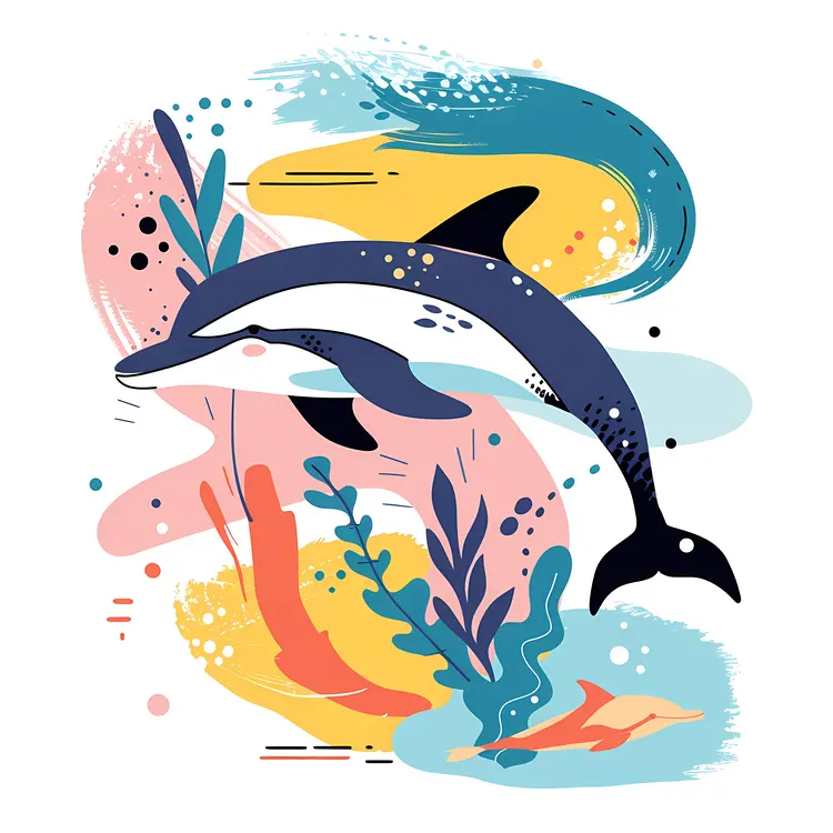 Dolphin with Colorful Background