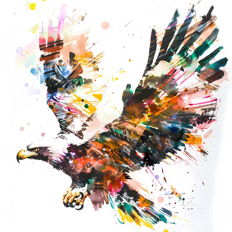Abstract Watercolor Eagle in Flight