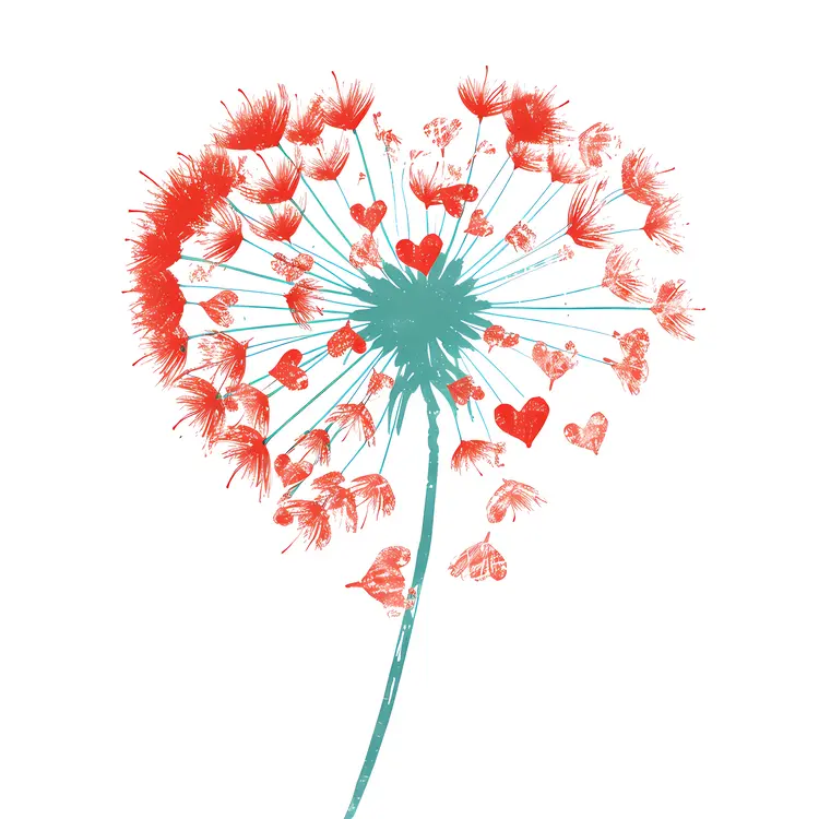 Red Heart-shaped Dandelion with Small Hearts