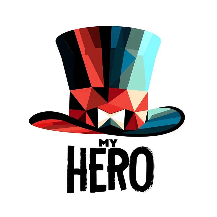 My Hero Text with Colorful Top Hat
