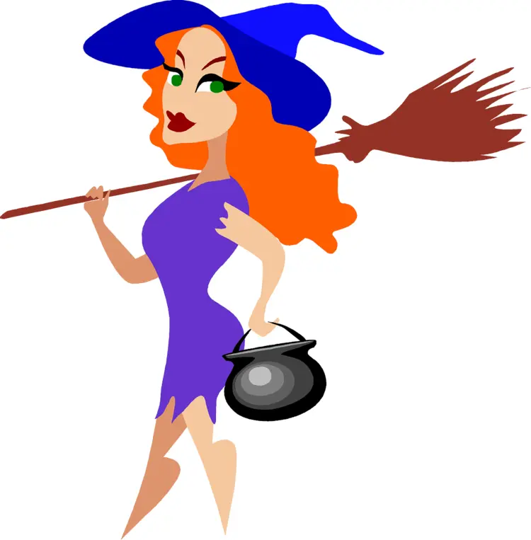 Cartoon Witch with Broom