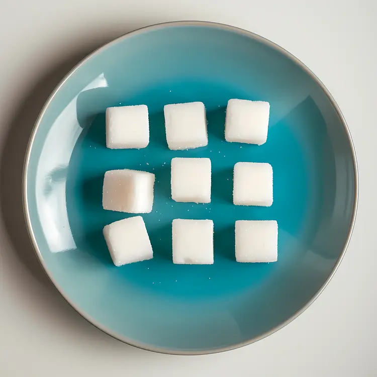Sugar Cubes on Blue Plate
