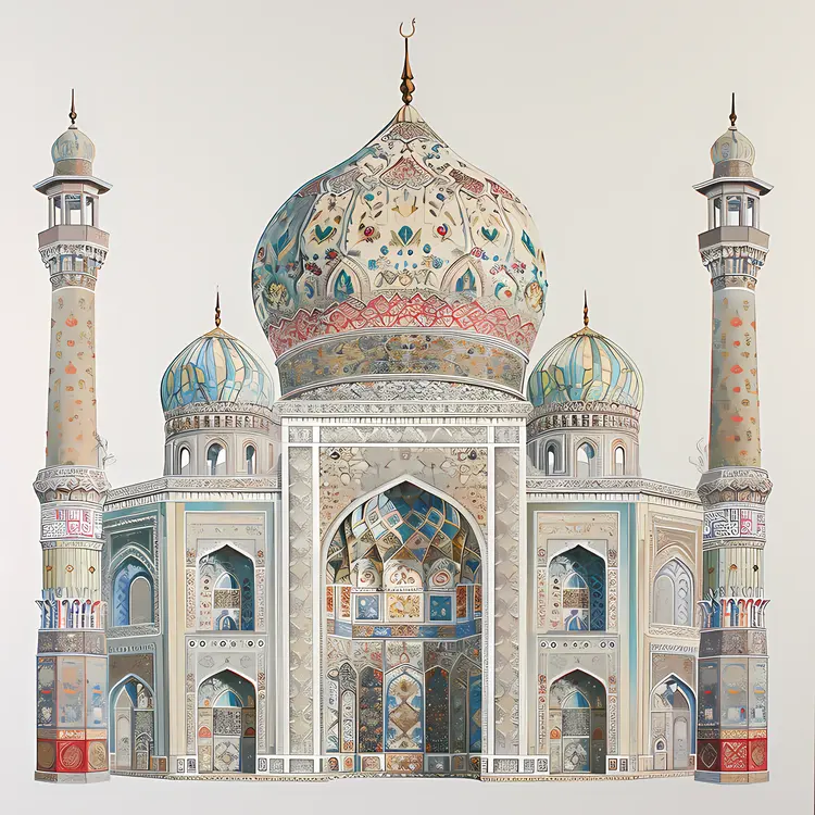 Ornate Mosque with Minarets and Dome