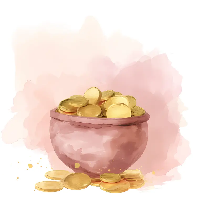 Watercolor Pot of Gold Coins