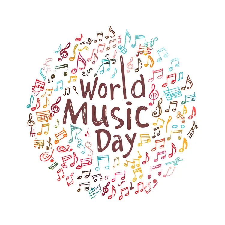 Colorful Musical Notes for World Music Day