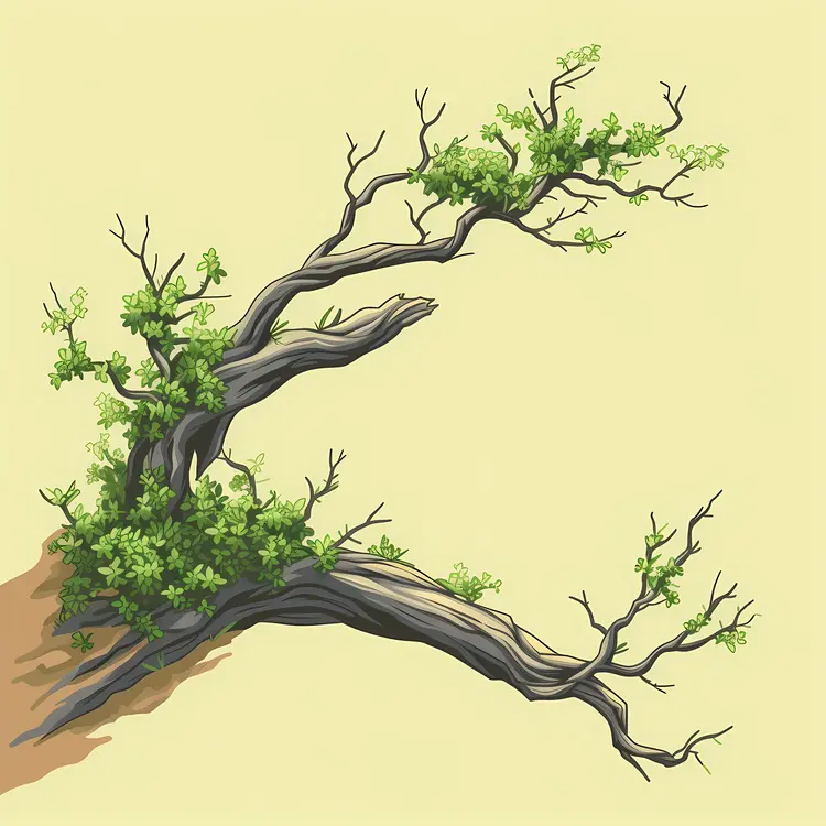 Tree Branch with Green Leaves