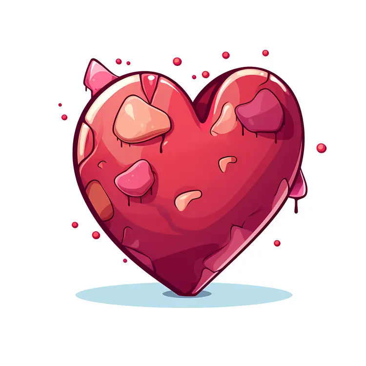 Red Heart with Patches and Dripping Effect