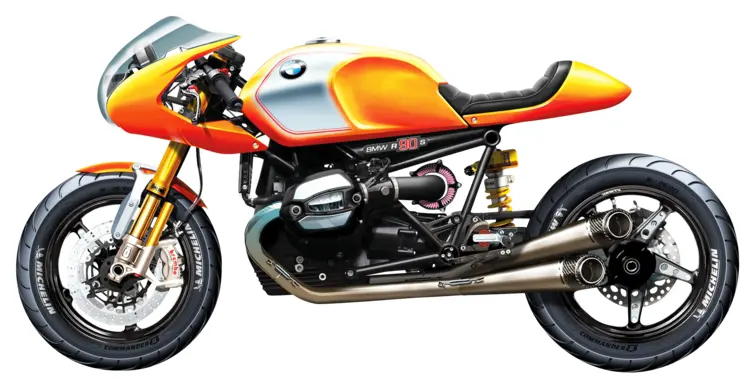 Orange BMW Cafe Racer Motorcycle