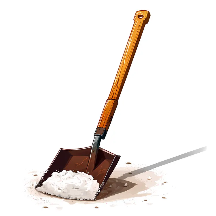 Wooden Snow Shovel with Snow