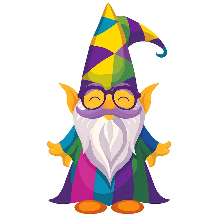 Colorful Gnome with Glasses