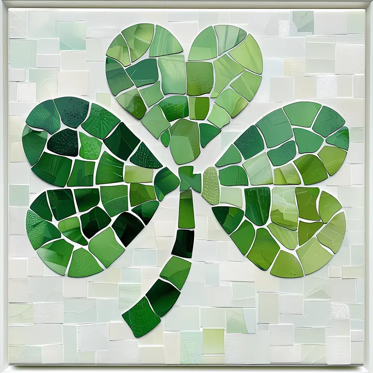 Green Mosaic Clover Art