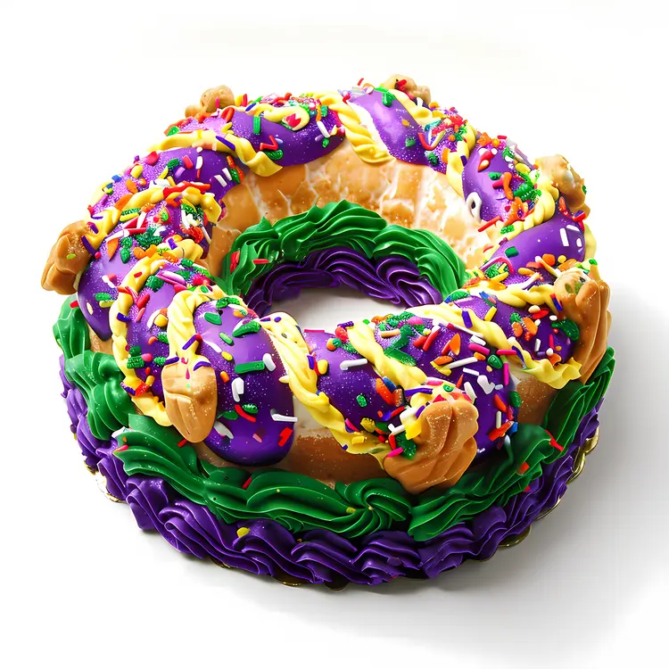 Colorful King Cake for Mardi Gras Celebration
