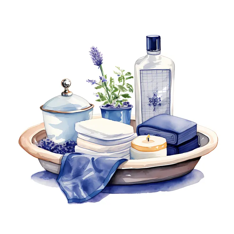 Spa Basket with Candle and Bottles