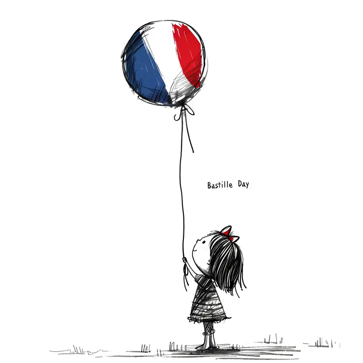 Bastille Day Girl with Balloon