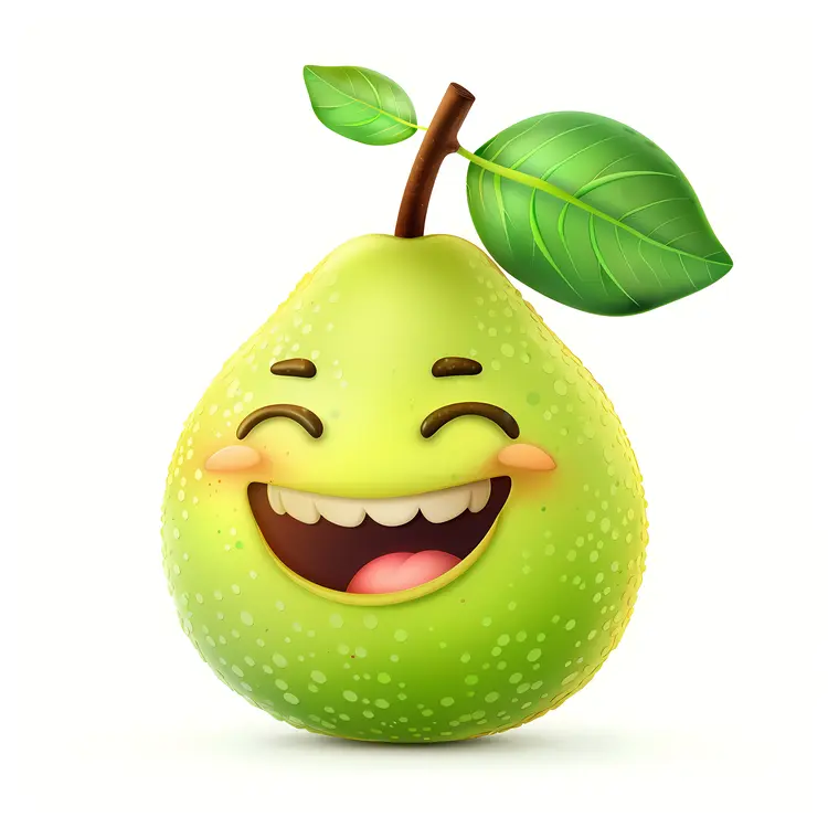 Smiling Green Pear Cartoon Character