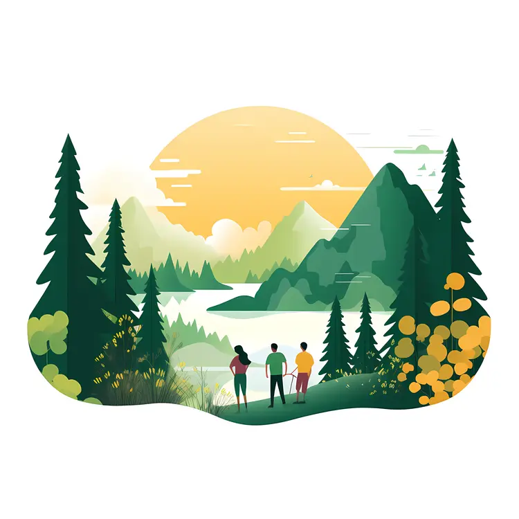 Hikers in Scenic Mountain Landscape