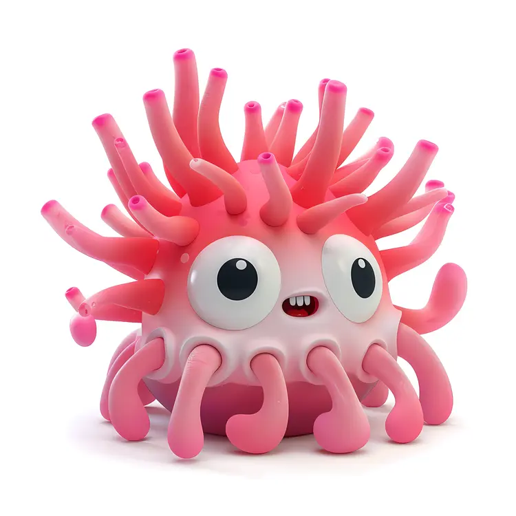 Cute Pink Animated Sea Creature with Tentacles