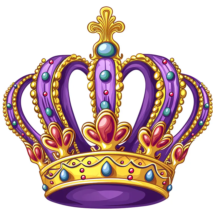 Purple and Gold Crown with Red and Blue Jewels