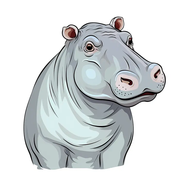 Cute Cartoon Hippo