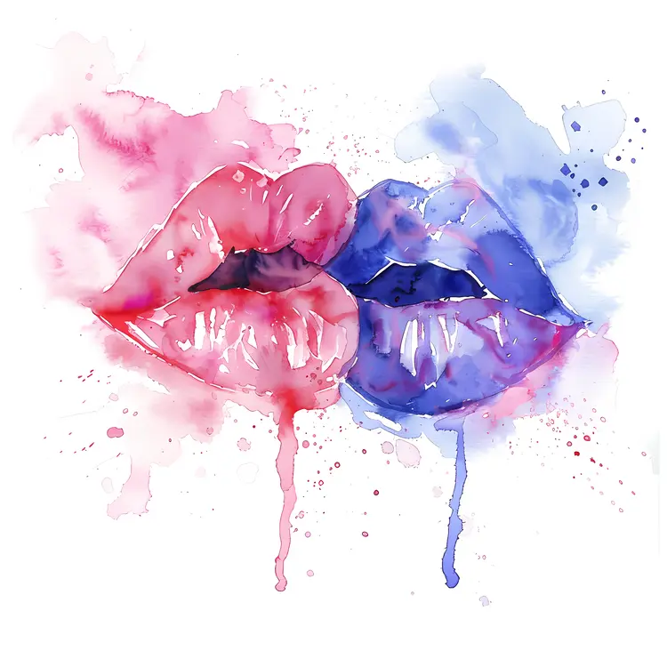 Colorful Watercolor Lips Art