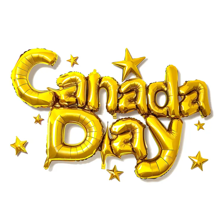 Gold Text Canada Day Balloon