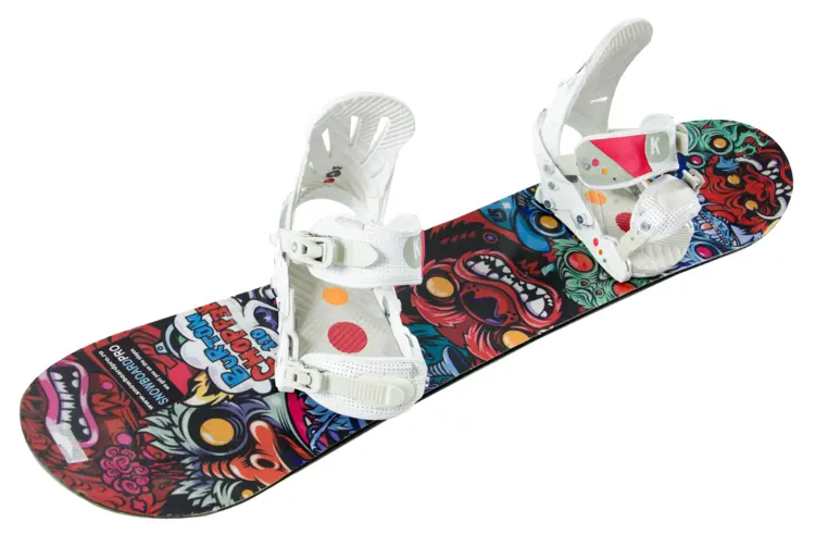 Colorful Snowboard with Bindings