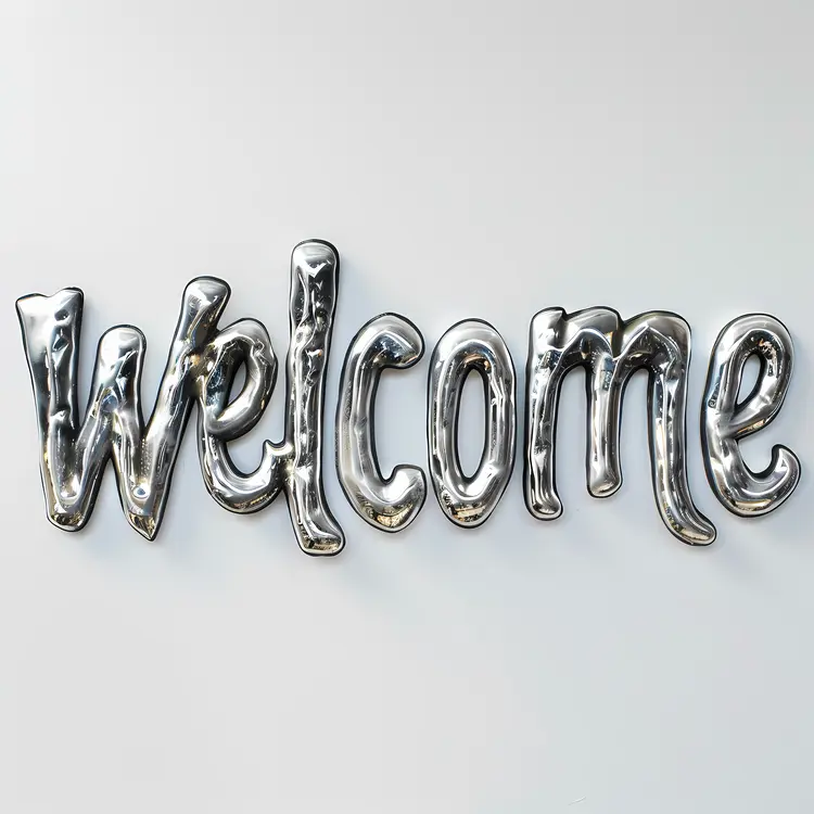 Silver Metallic Welcome Sign