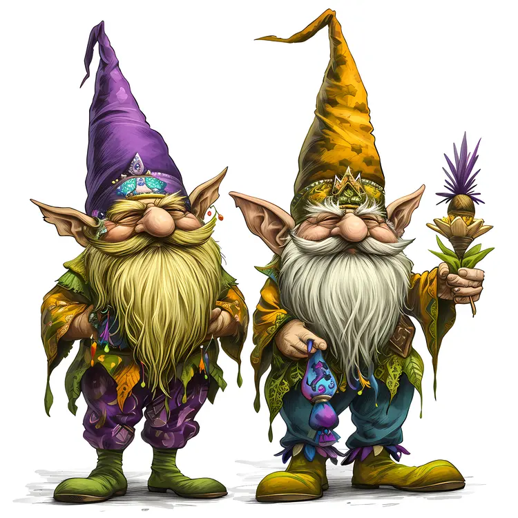 Two Gnomes in Whimsical Attire